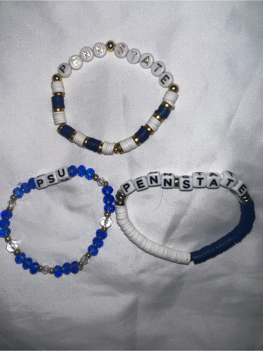 Penn State Blue and White Beaded Bracelet Set